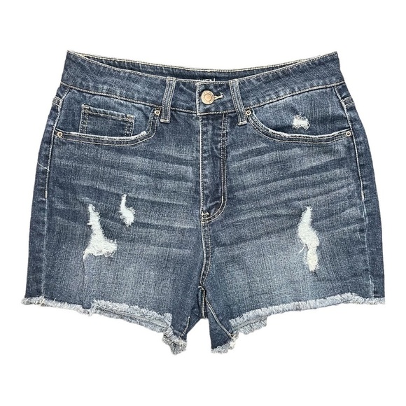 TIME & TRU, WOMENS DISTRESSED, HIGH RISE, DENIM SHORTS. SIZE 10 - Picture 1 of 3